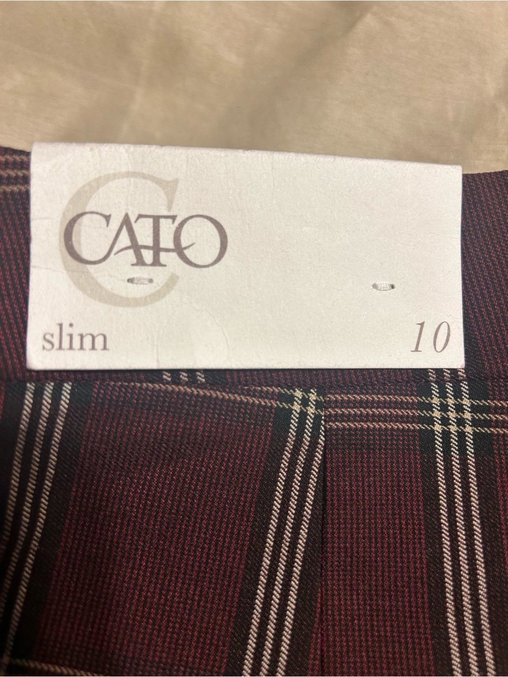 Cato Burgundy Plaid Trousers with Windowpane Check - Picture 3 of 4